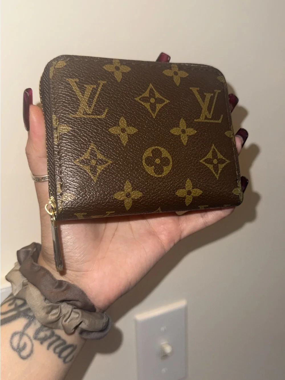 Louis Vuitton Brown Monogram Zip-Around Compact Wallet with Gold Hardware
